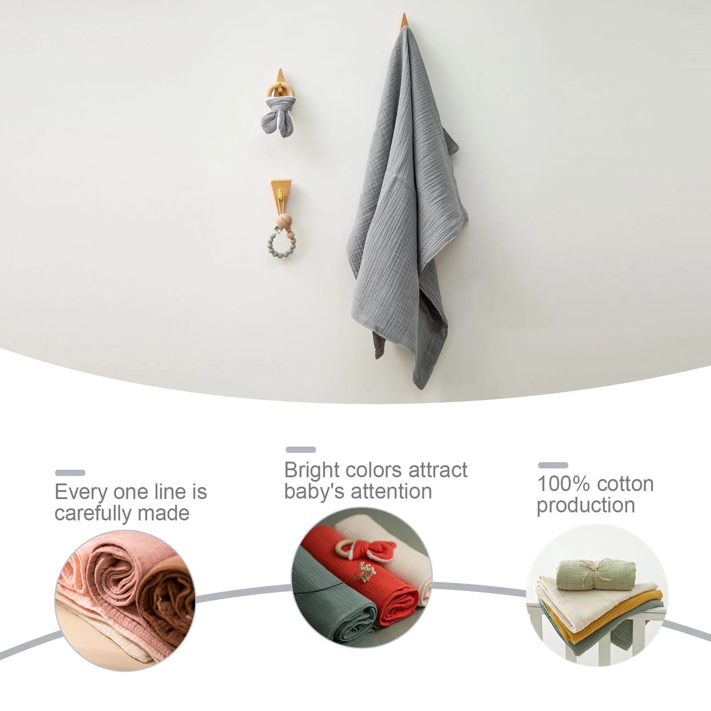 Soft baby towel by Ansoff featuring a comfortable, solid cotton bathrobe design for newborns and kids, perfect for bath time.