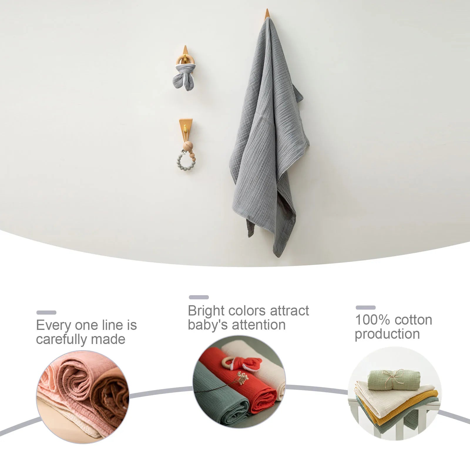 Soft baby towel by Ansoff featuring a comfortable, solid cotton bathrobe design for newborns and kids, perfect for bath time.