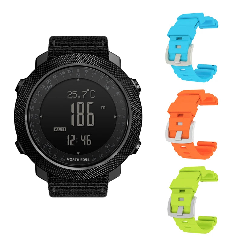 NORTH EDGE Men's sport Digital watch Hours Running Swimming Military Army watches Altimeter Barometer Compass waterproof 50m - Acros