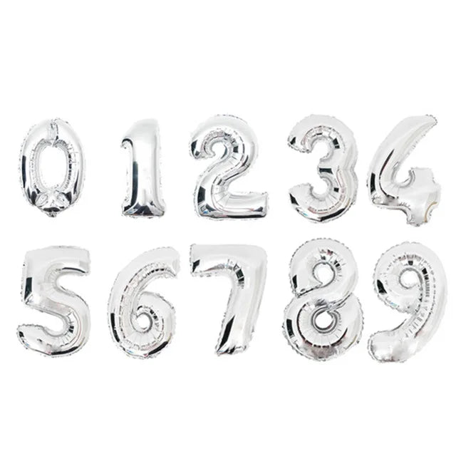 16 32 40 Inch Silver Gold Foil Number Balloons Digital Globos Birthday Wedding Party Decorations Ballons Baby Shower Supplies
