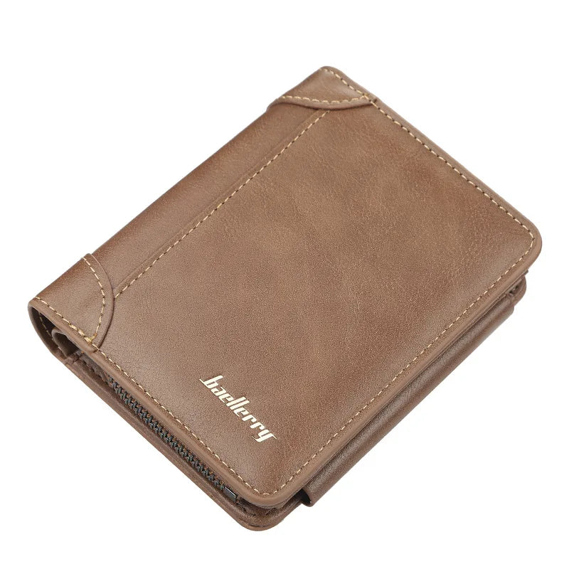 New PU Leather Men Wallets High Quality Zipper Short Desigh Card Holder Male Purse Vintage Coin Holder Men Wallets - Acros