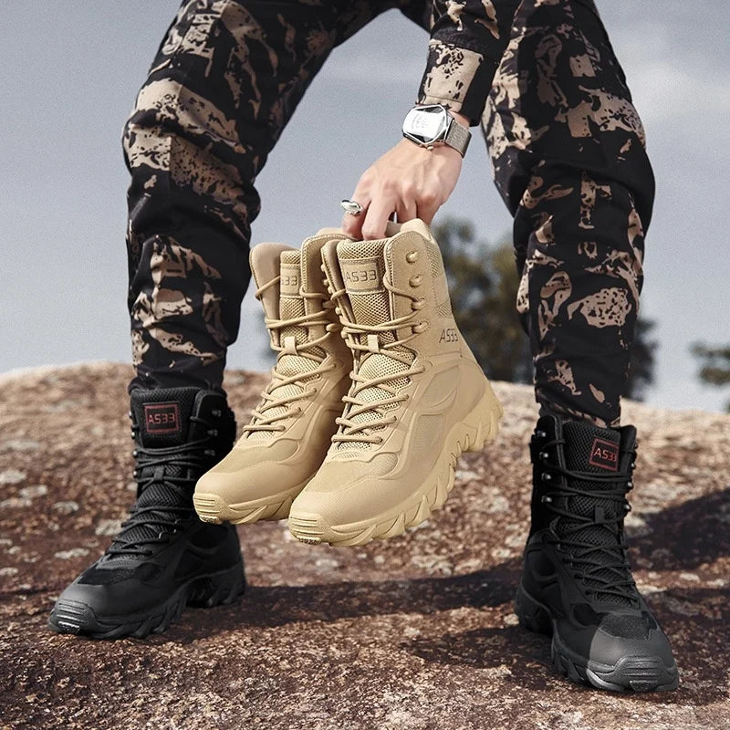 Men's Waterproof Tactical Boots by Manufacturer Breathable High School Outdoor Shoes Desert Hiking Leather Boots OEM Support - Acros