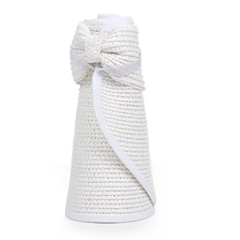 Ansoff LaMaxPa women's summer straw visor hat with wide brim, foldable design, UV protection, perfect for beach or outdoor sun shading.