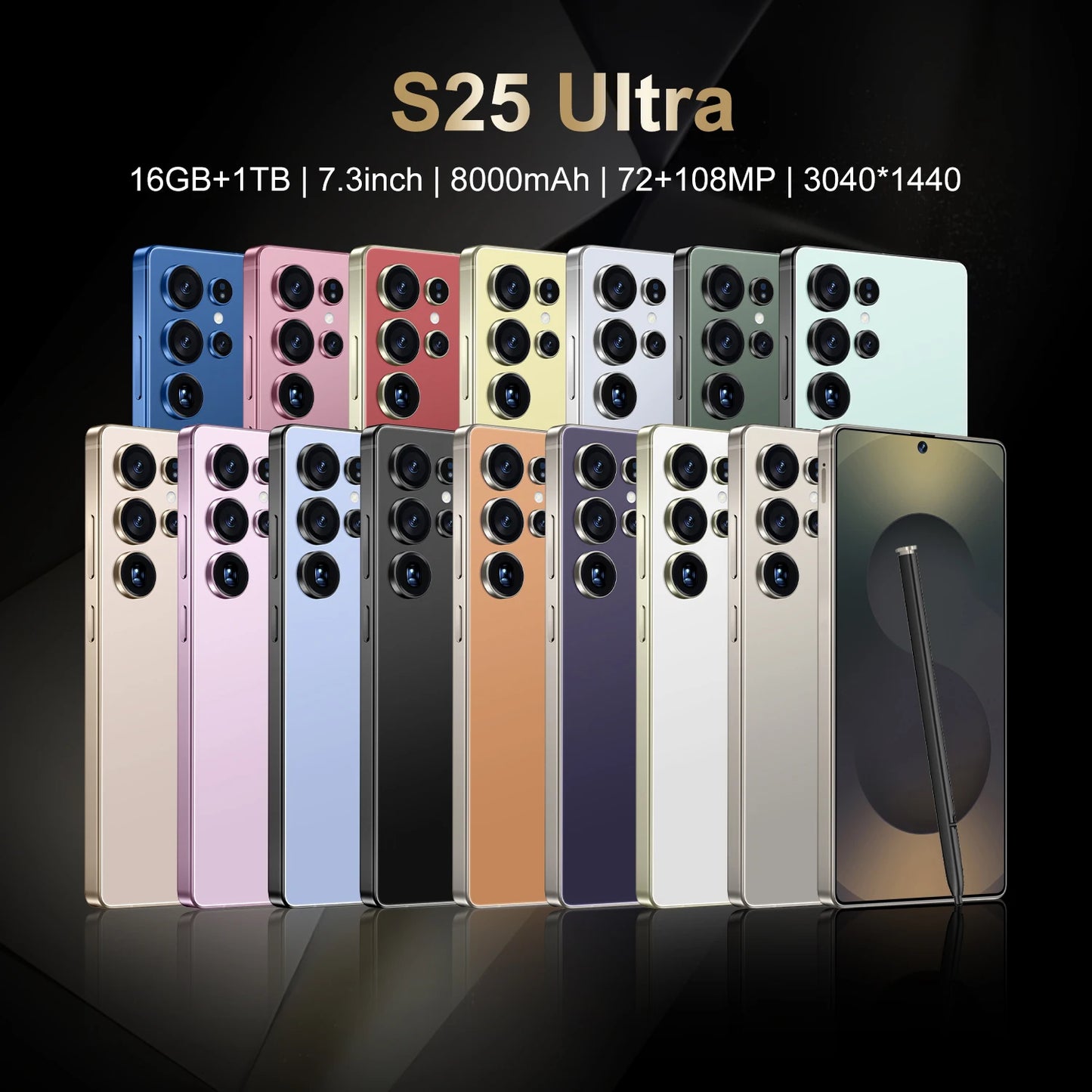 S25 Ultra Smartphone 7.3 Inch OLED HD Beauty Screen Unlocked Dual SIM 5G LTE 108MP Global Version New OEM MTK Processor