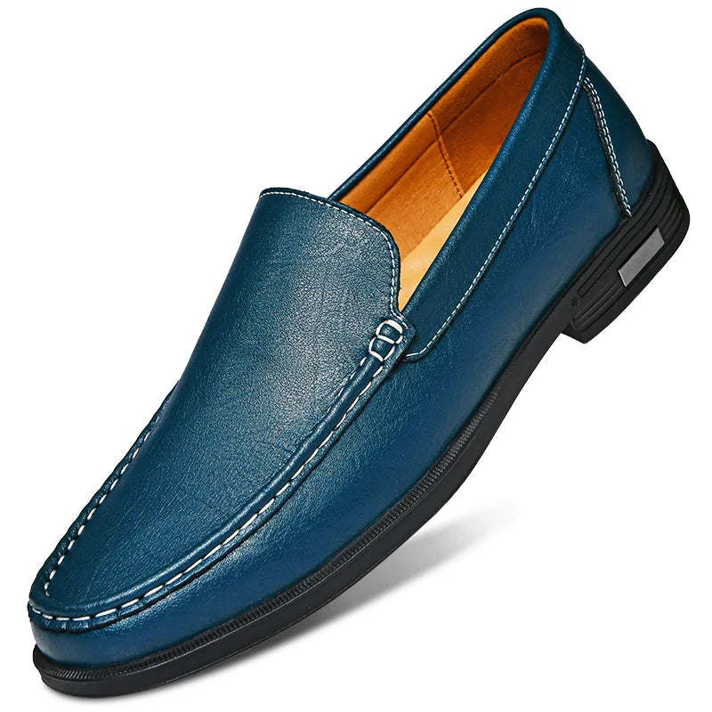 Genuine Leather Men's Retro Shoes Office Formal Slip-on Moccasins for Wedding Parties Breathable Mesh Lazy Loafers Driver Shoes - Acros