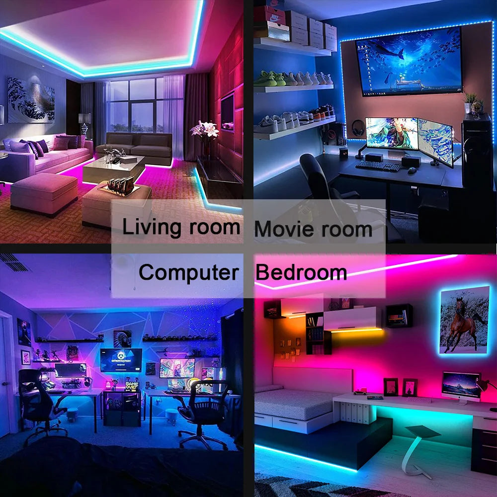 Ansoff Bluetooth USB LED strip light with 5050 SMD RGB flexible tape, self-adhesive, ideal for TV and desktop lighting.