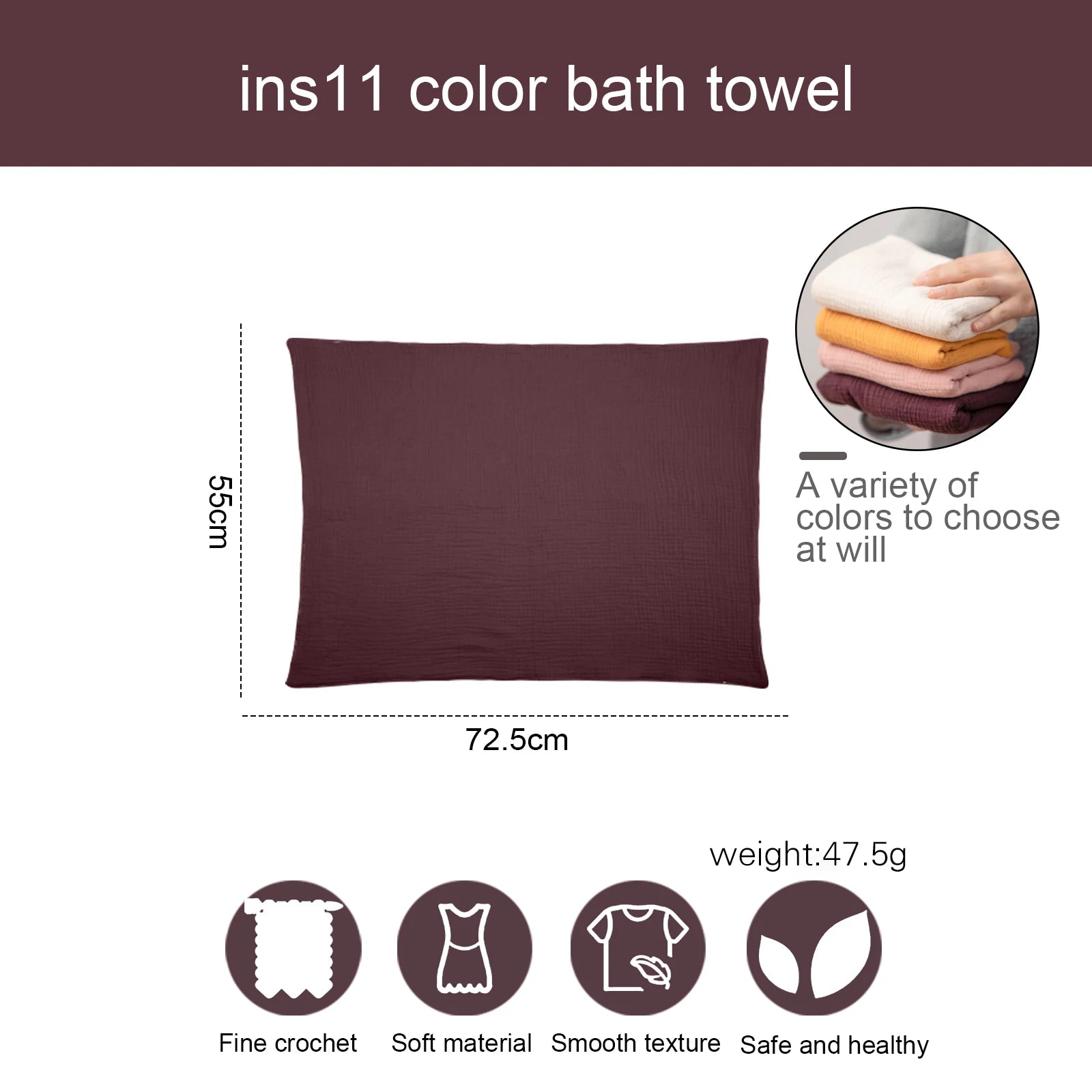 Soft baby bath towel by Ansoff, plush cotton newborn bathrobe with cute solid design, ideal for babies and kids after bath.