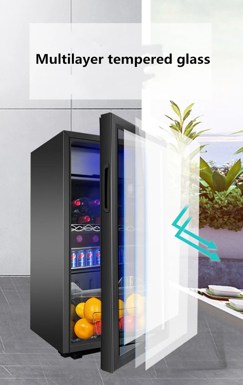 Ansoff 60L ice bar freezer and wine fridge with a single door, red exterior, compact design for home living room use