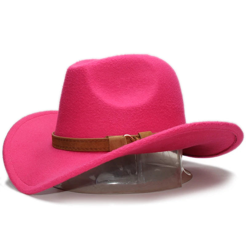 Vintage cowboy western hat for women and men by Ansoff, wide brim, camel leather band, suitable for kids and adults, sizes 54-61cm