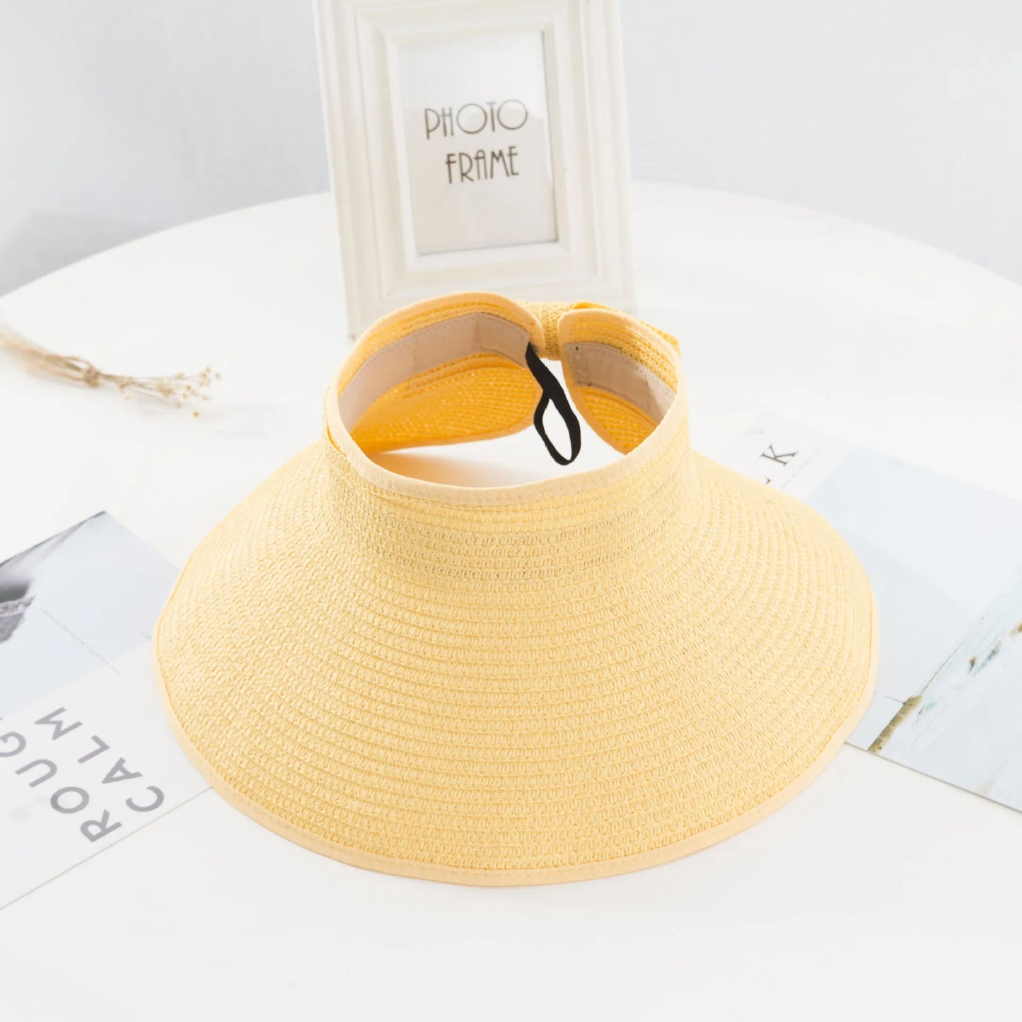 Ansoff LaMaxPa women's summer visor hat with wide brim, foldable straw design, UV protection, perfect for beach and outdoor sun protection.