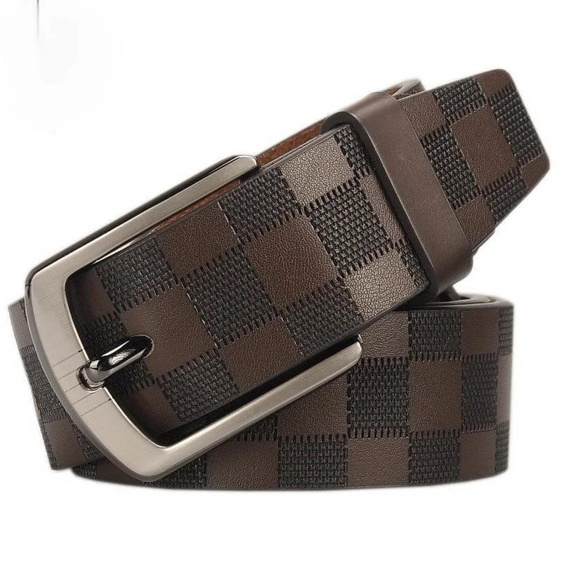 Men's leather belt by Ansoff with classic business buckle, premium leather, and luxurious design for formal or casual wear.