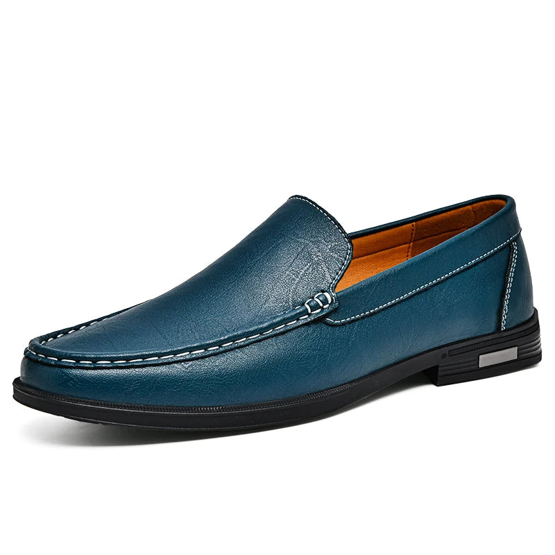 Genuine Leather Men's Retro Shoes Office Formal Slip-on Moccasins for Wedding Parties Breathable Mesh Lazy Loafers Driver Shoes - Acros