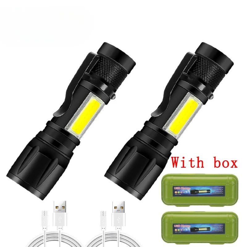 Rechargeable LED Flashlight Zoomable Torch with LCD Display 3 Modes Waterproof High Power Hand Light Outdoor Wilderness Camping - Acros