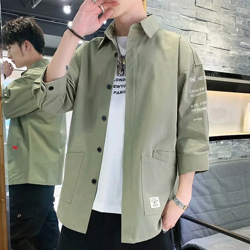 Ansoff men's 2024 stylish streetwear shirt with Japanese Harajuku and Korean summer fashion design, unisex college casual clothing