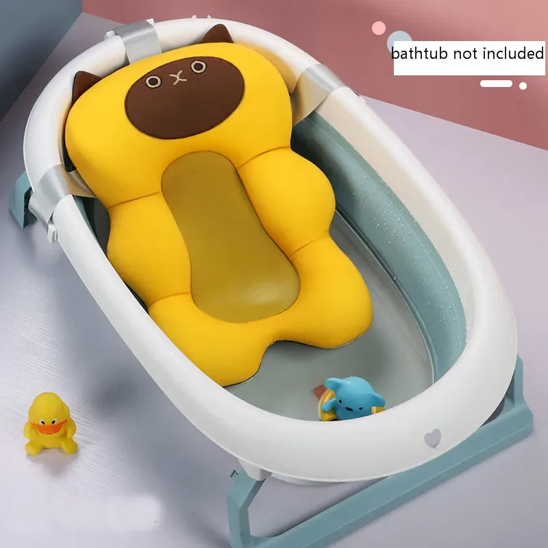 Ansoff baby shower bathtub mat, soft animal-shaped cushion with non-slip surface for newborn safety and bath support.
