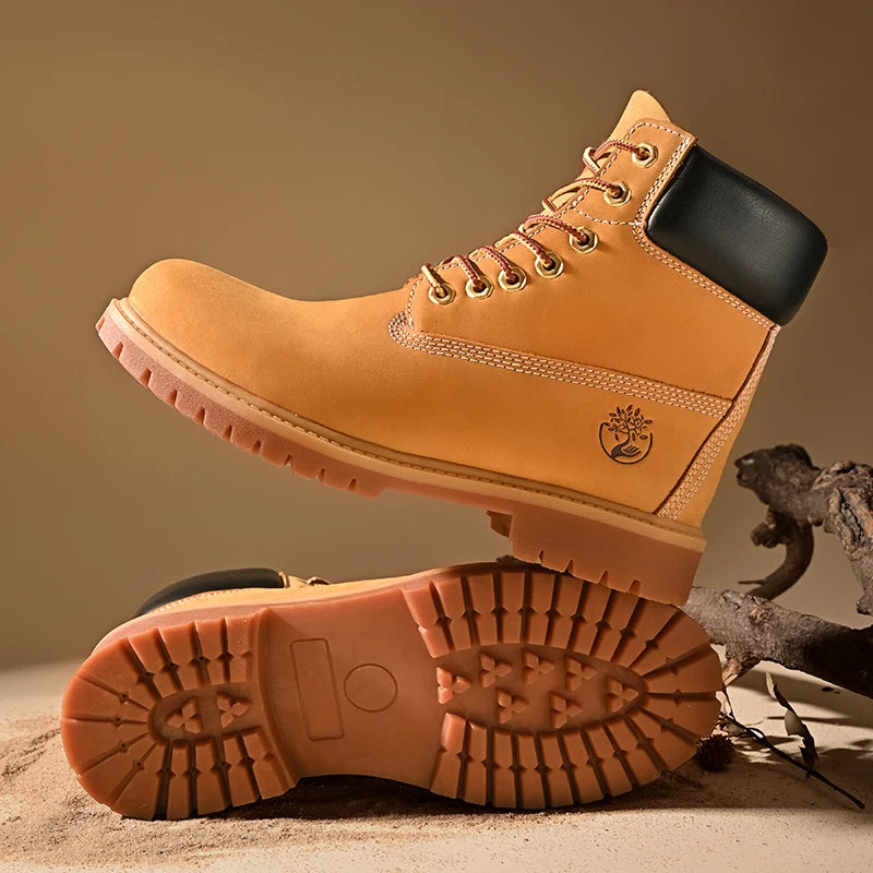 Ansoff men's high top walking shoes with winter velvet lining, anti-slip soles, lace-up design, suitable for outdoor sports and leisure.
