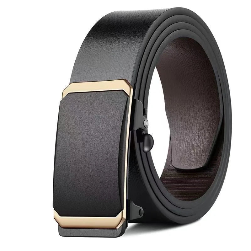 Ansoff men's genuine leather belt with automatic metal buckle, luxury quality strap for men, stylish and durable accessory