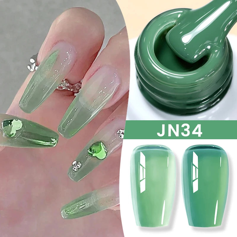BORN PRETTY Jelly Nude Gel Nail Polish 10ml Light Pink Peach Translucent Color UV Light Cure Gel Varnish Nail Art DIY at Home - Acros