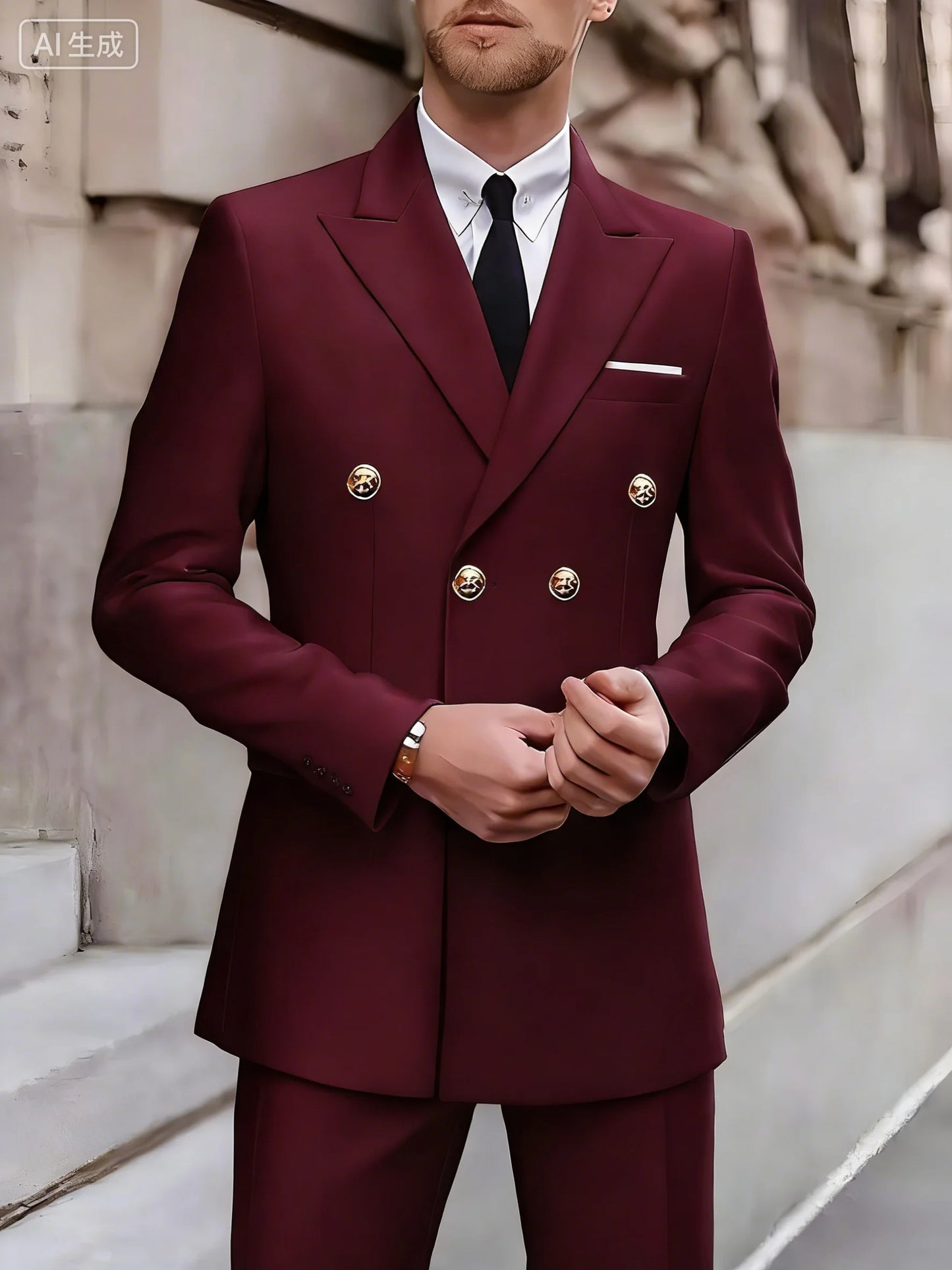 Men's Ansoff 2-piece suit with jacket and trousers, stylish high-quality formal wear for weddings and parties.