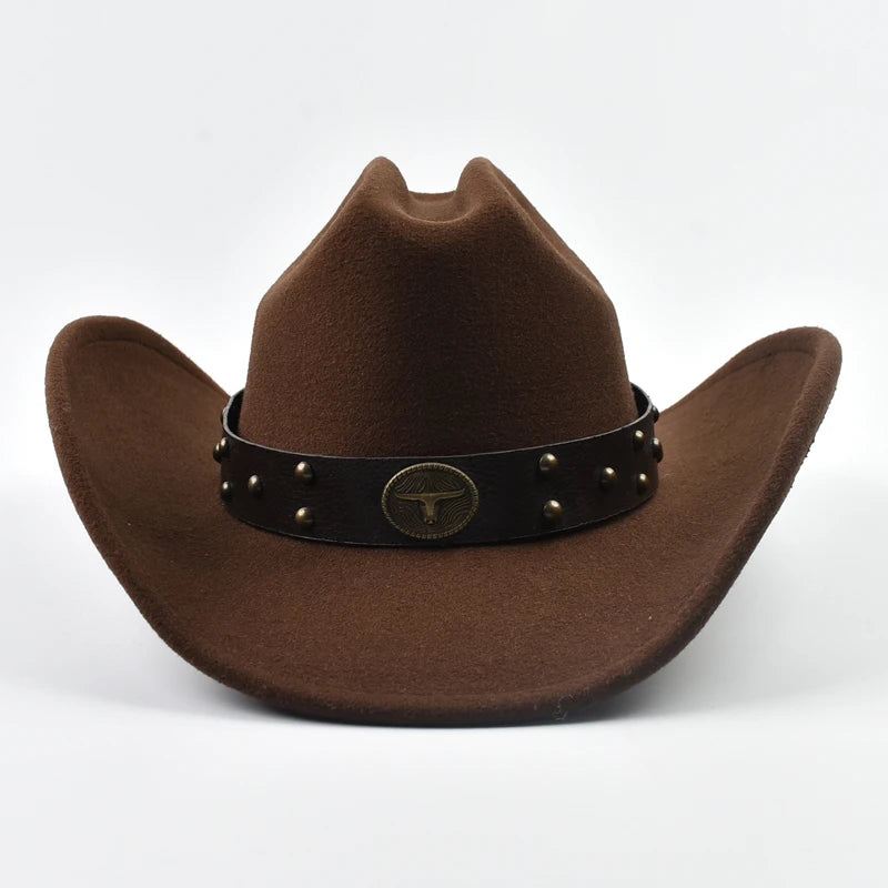 Vintage Ansoff cowboy hat featuring a big-edge Western style, suitable for men and women, with a classic jazz and cloche design.