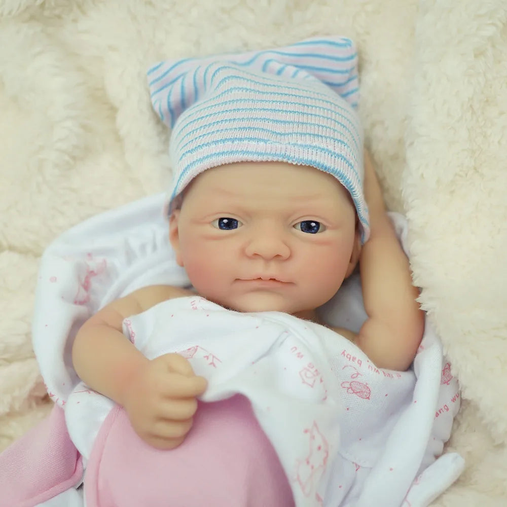 Realistic 12-inch Reborn Baby Doll by Ansoff, full body silicone preemie with open eyes, realistic newborn boy doll.