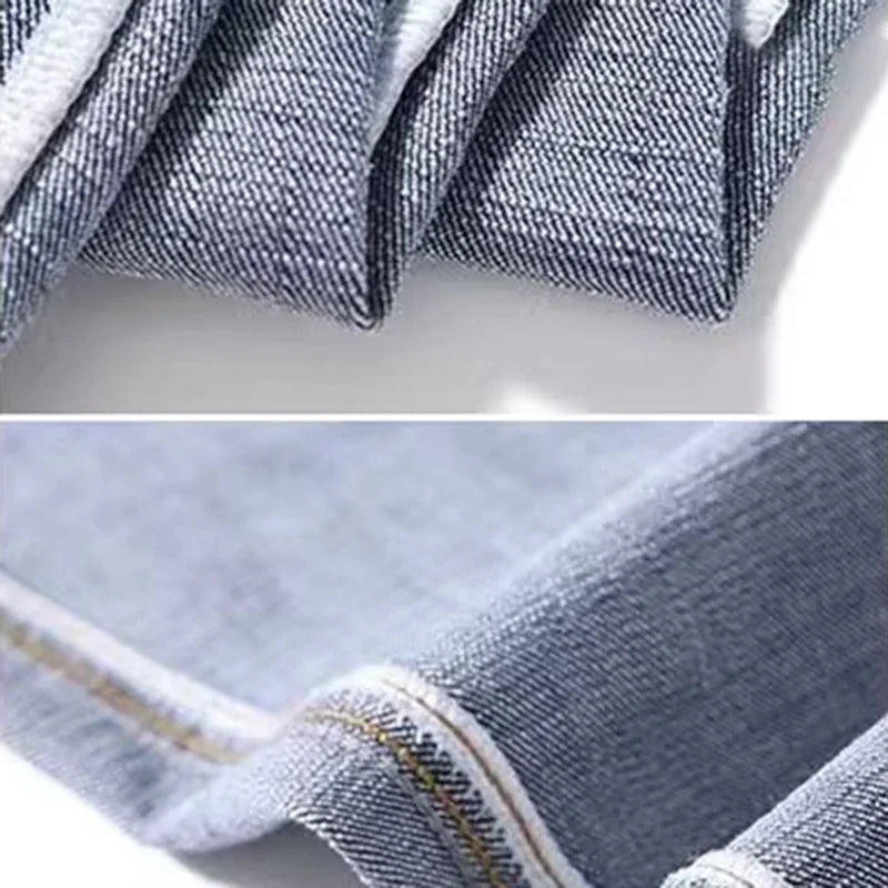 Dark gray men's denim jeans by Ansoff, slim fit, straight cut, wear-resistant, elastic, casual style with a modern look.