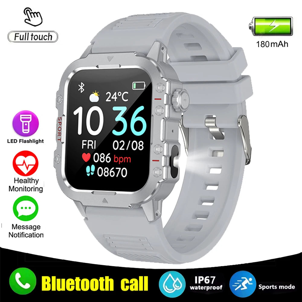 Ansoff Xiaomi military smartwatch for men with 1.44-inch display, fitness tracker, IP67 waterproof, outdoor sports features.