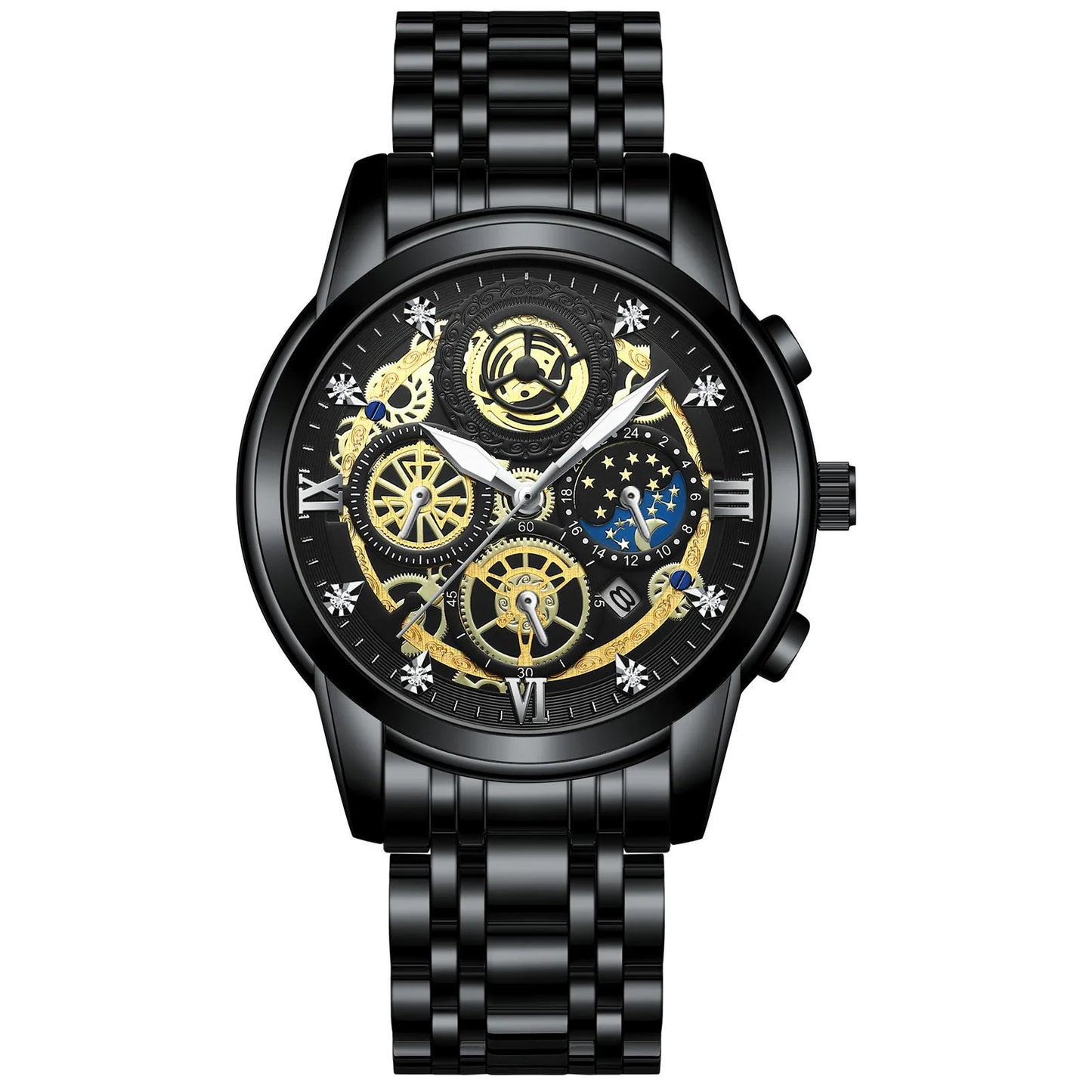 UTHAI Men Watch Business Hollow New Concept Trendy Waterproof Calendar Steel Strip Male Fashion Quartz Clock Wristwatches