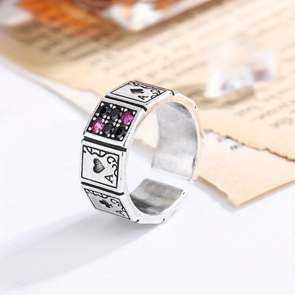 2024 Unique Punk Fashion Personality Retro Style Three-dimensional Ring European Pattern Artificial Ring Jewelry Wholesale