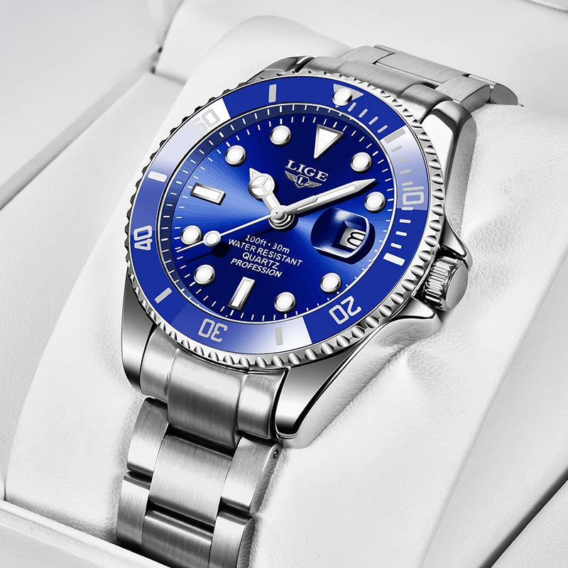 LIGE Top Luxury Watches For Men Fashion 30M Waterproof Luminous Date Quartz Wristwatches Casual Business Mens Watch Roloj Hombre - Acros