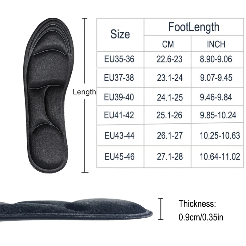 Set of 2/4/16 pairs Ansoff 5D massage memory foam insoles for shoes, featuring breathable cushioning and orthopedic support for running.