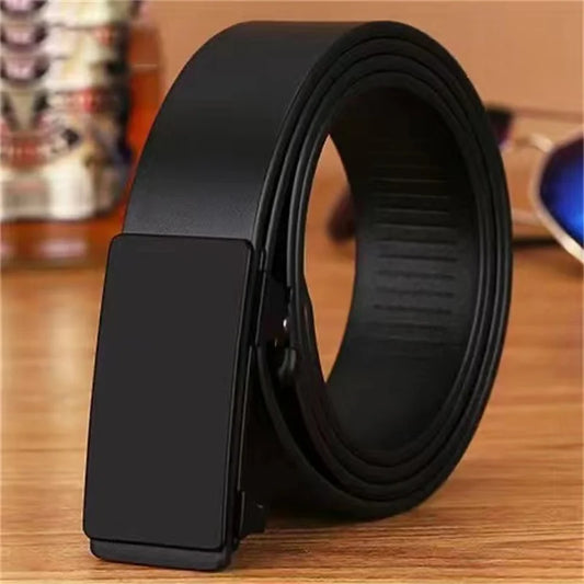Ansoff men's genuine leather belt with metal automatic buckle, luxury style, high-quality men's fashion accessory.
