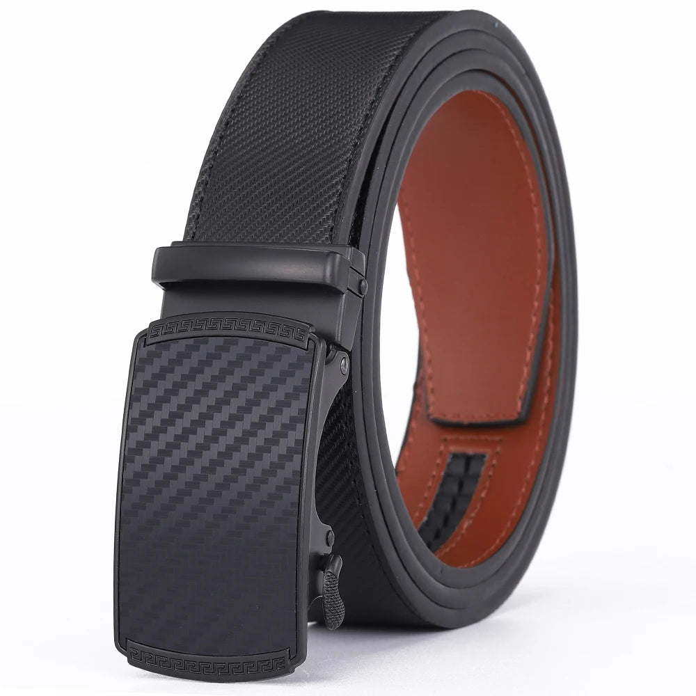 Men's genuine leather belt by Ansoff with alloy automatic buckle, blue color, luxury fashion design, suitable for business and casual wear.