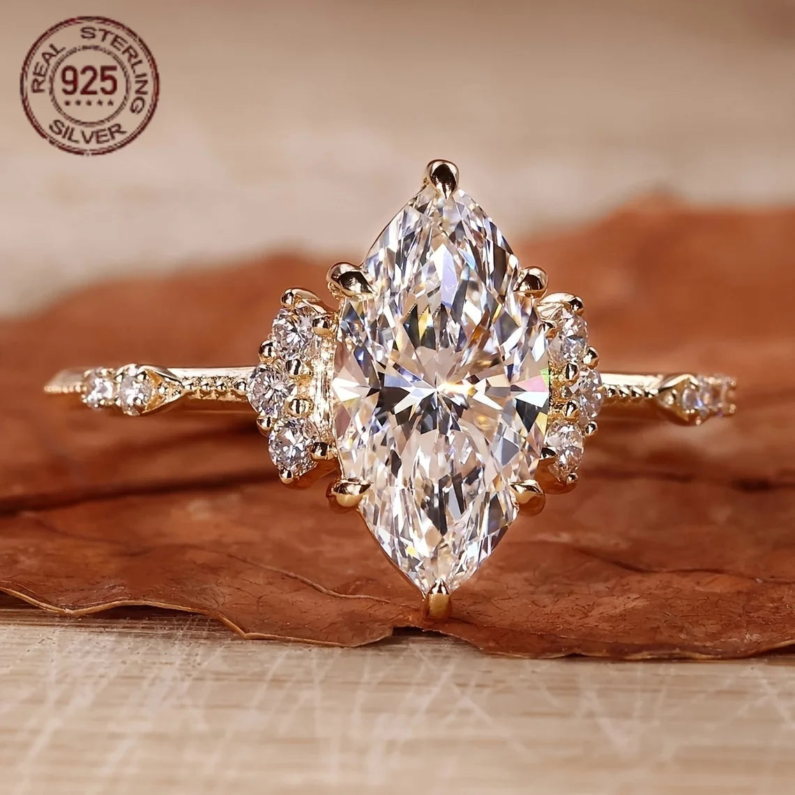 Art Deco 1.5 CT Marquise Cut Diamond Zircon Ring 925 Silver Wedding Band Rings For Women Retro Elegant Banquet Fine Jewelry