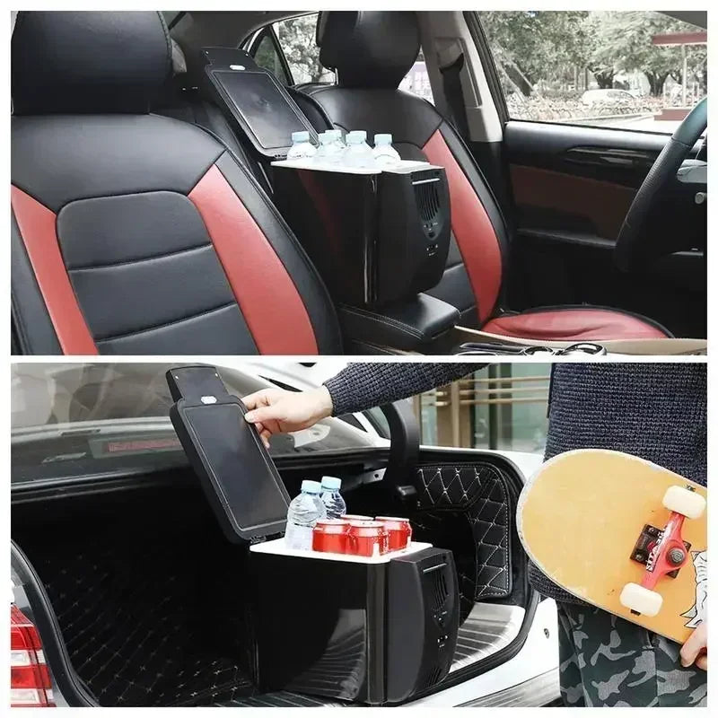 Ansoff portable 6L mini car refrigerator with thermoelectric cooling, perfect for fruits and beverages in a compact design.