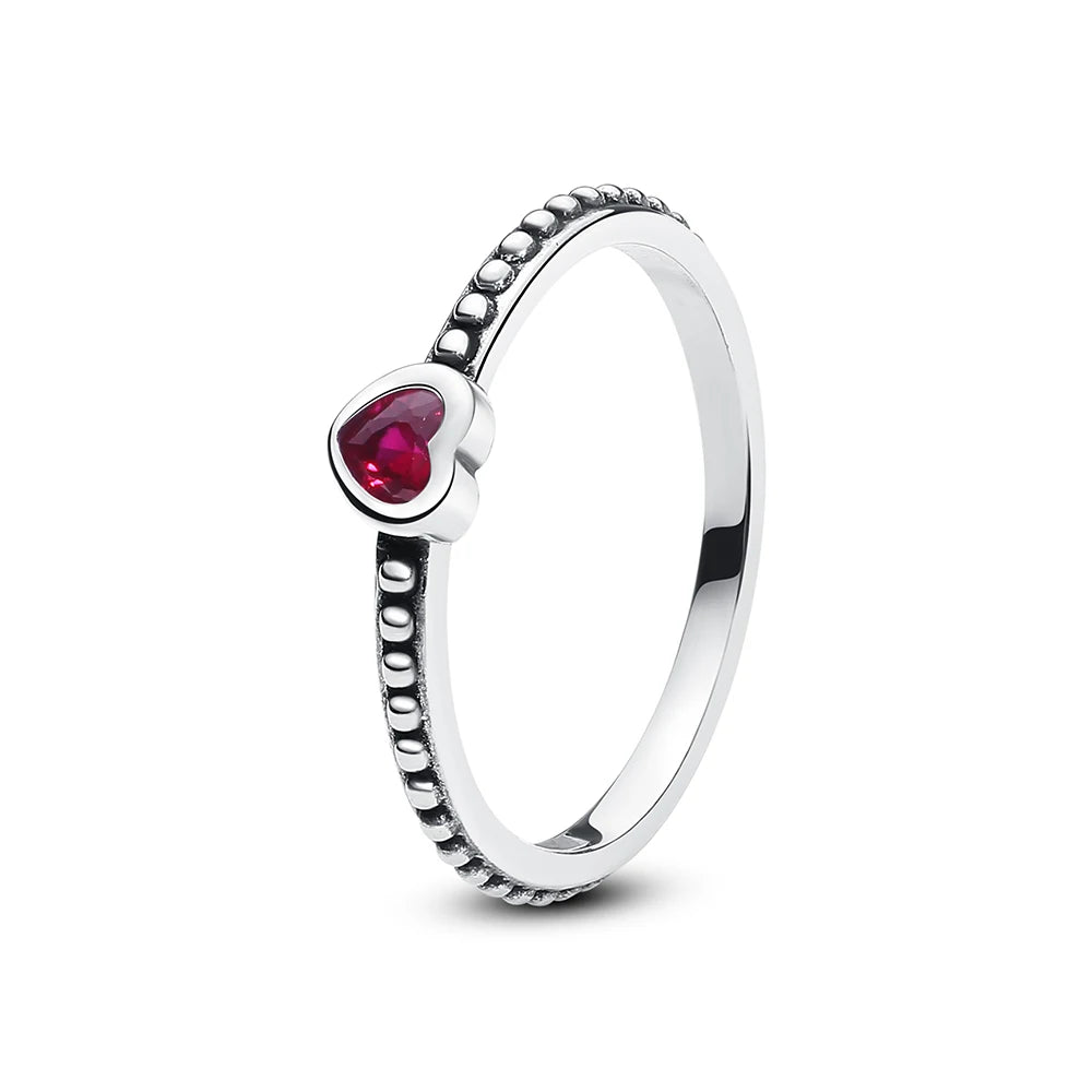 Sterling silver women's ring with crown, love heart, wishbone design, rose gold accents, crystal details, luxury jewelry by Ansoff