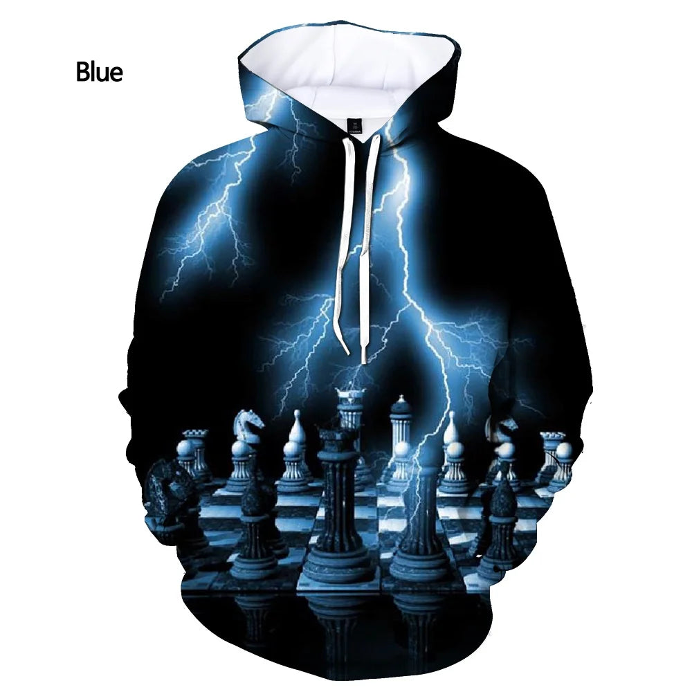 Hoodies Chess Game 3D Print Sweatshirts Boys Girls Children Hooded Pullovers Fashion Kids Long Sleeves Oversized Tracksuit Coat