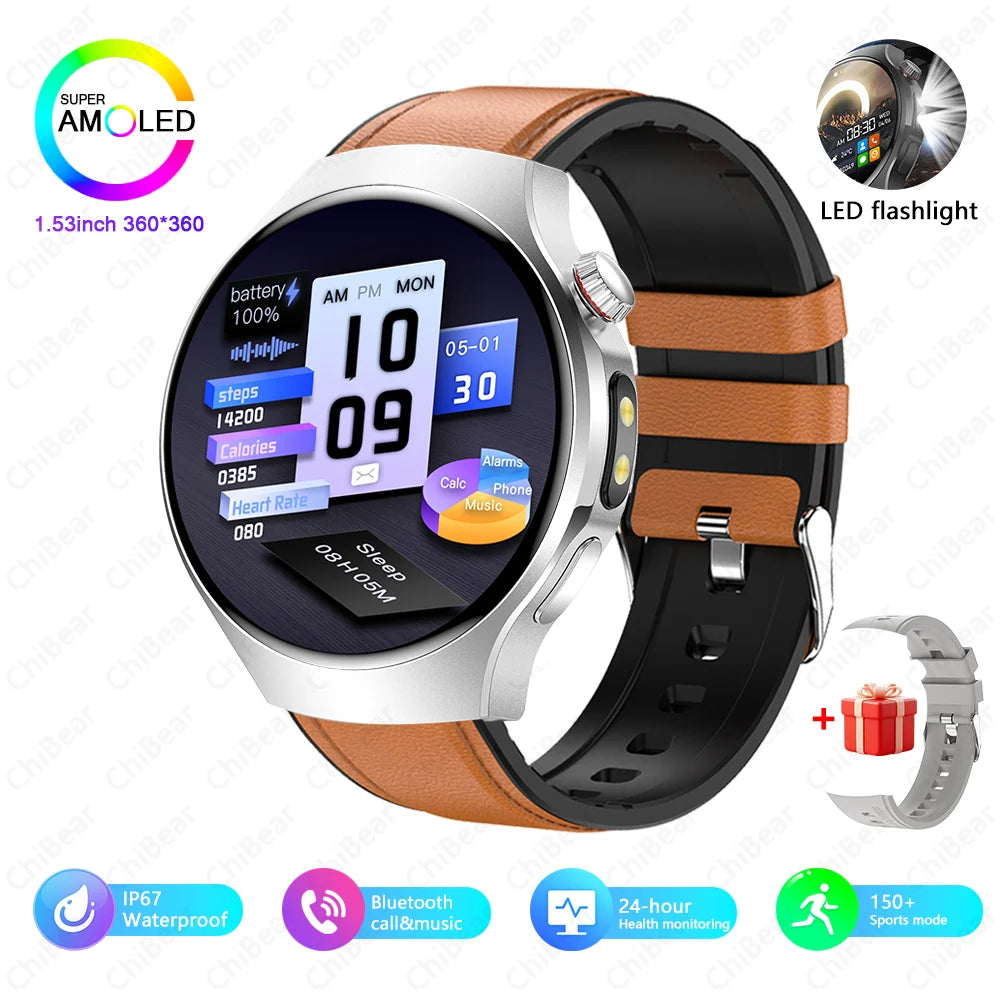 2025 Watch 5 PRO Smart Watch Men LED Flashlight 150+Sports Fitness Track Heart Rate Bluetooth Call Smartwatch Man Watch 5 PRO