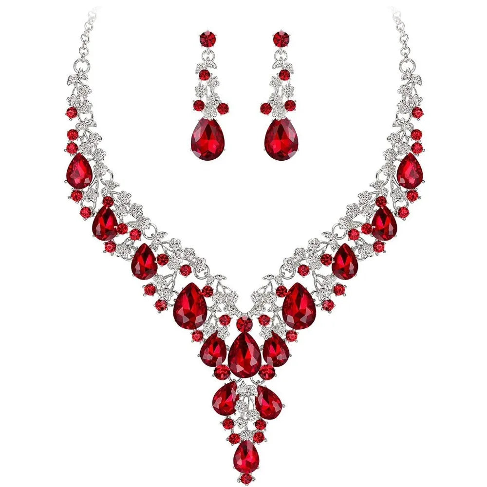 Rhinestone Rhinestone Jewelry Set Shining Luxury Crystal Necklace Earrings Sparkling Formal Bridal Jewelry Set Wedding Ceremony