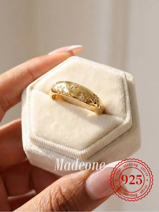 925 Sterling Silver Personalized Flower Encrusted Zircon Ring For Women Wedding Party Daily Luxury High Quality Fine Jewelry