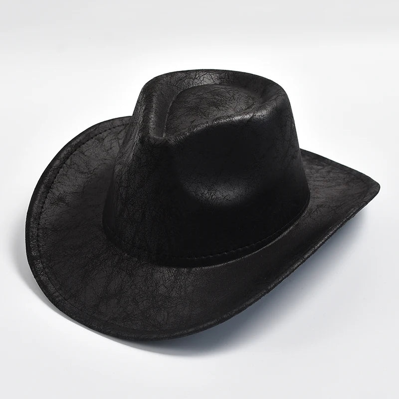 Vintage faux leather cowboy hat by Ansoff, featuring a western style for men and women with a wide brim and classic design.