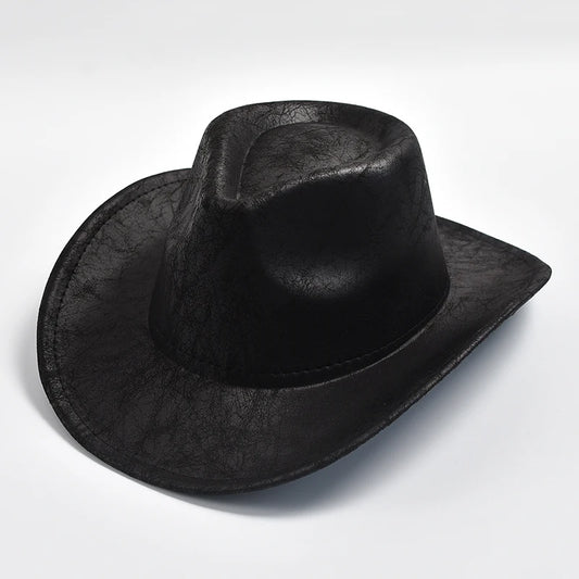 Vintage faux leather cowboy hat by Ansoff, featuring a western style for men and women with a wide brim and classic design.