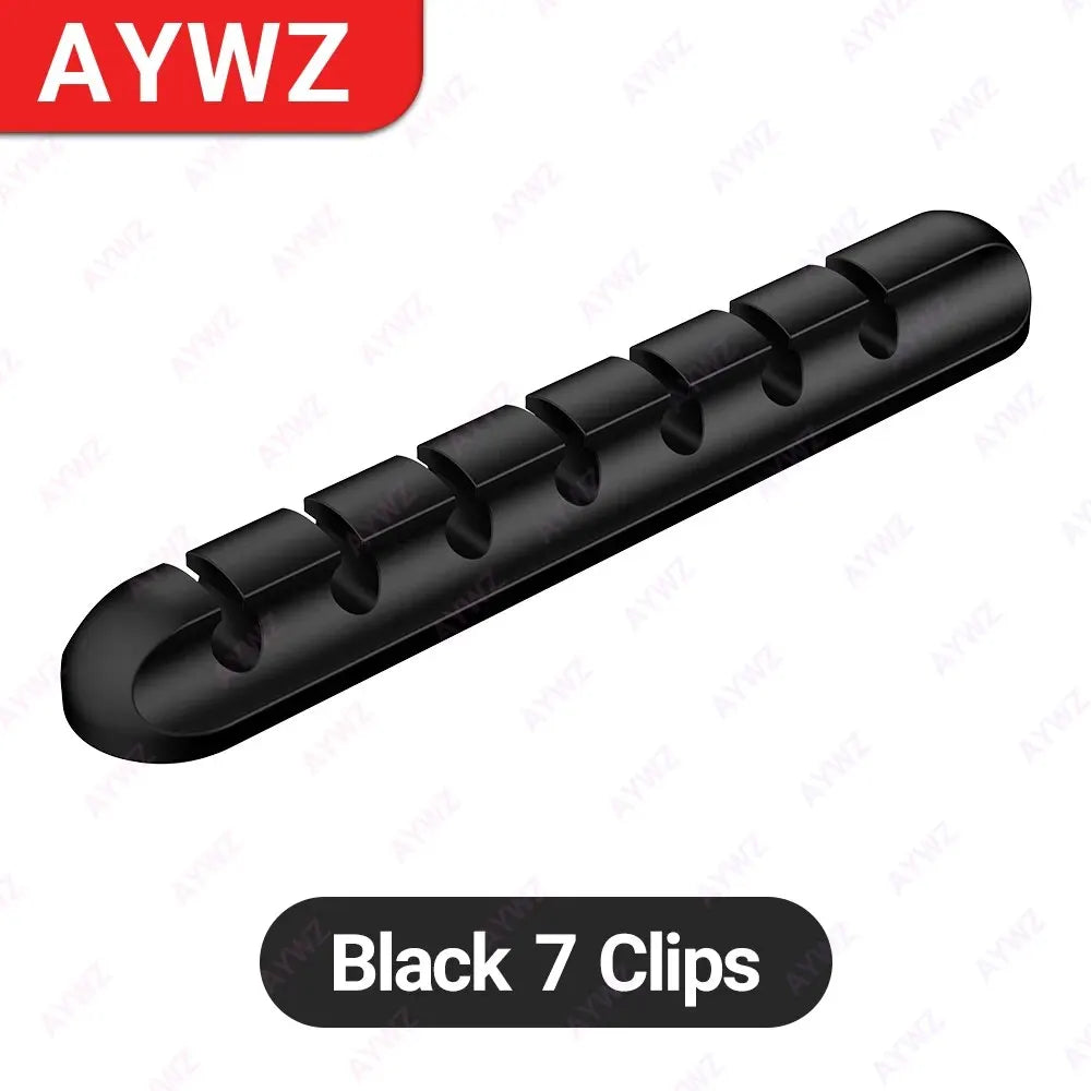 Ansoff adhesive cable holder clips for managing USB charging, power, and mouse cables on desktop or nightstand.