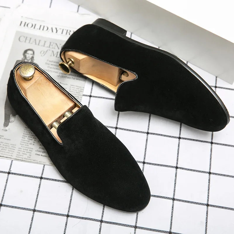 Fashionable Men's Suede Shoes Soft Soles Comfortable Loafers Versatile Men's Casual Flat Shoes Green New Style Free Delivery - Acros
