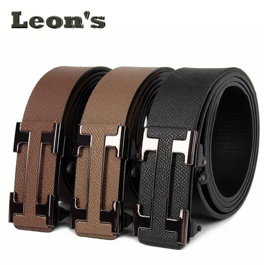 Dark brown leather men's business belt by Ansoff, durable and stylish accessory for office wear and formal outfits.
