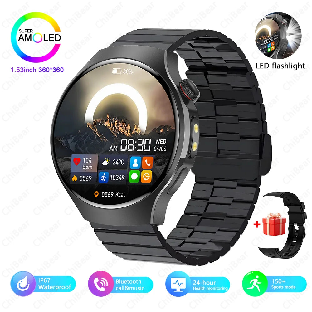 2025 Watch 5 PRO Smart Watch Men LED Flashlight 150+Sports Fitness Track Heart Rate Bluetooth Call Smartwatch Man Watch 5 PRO