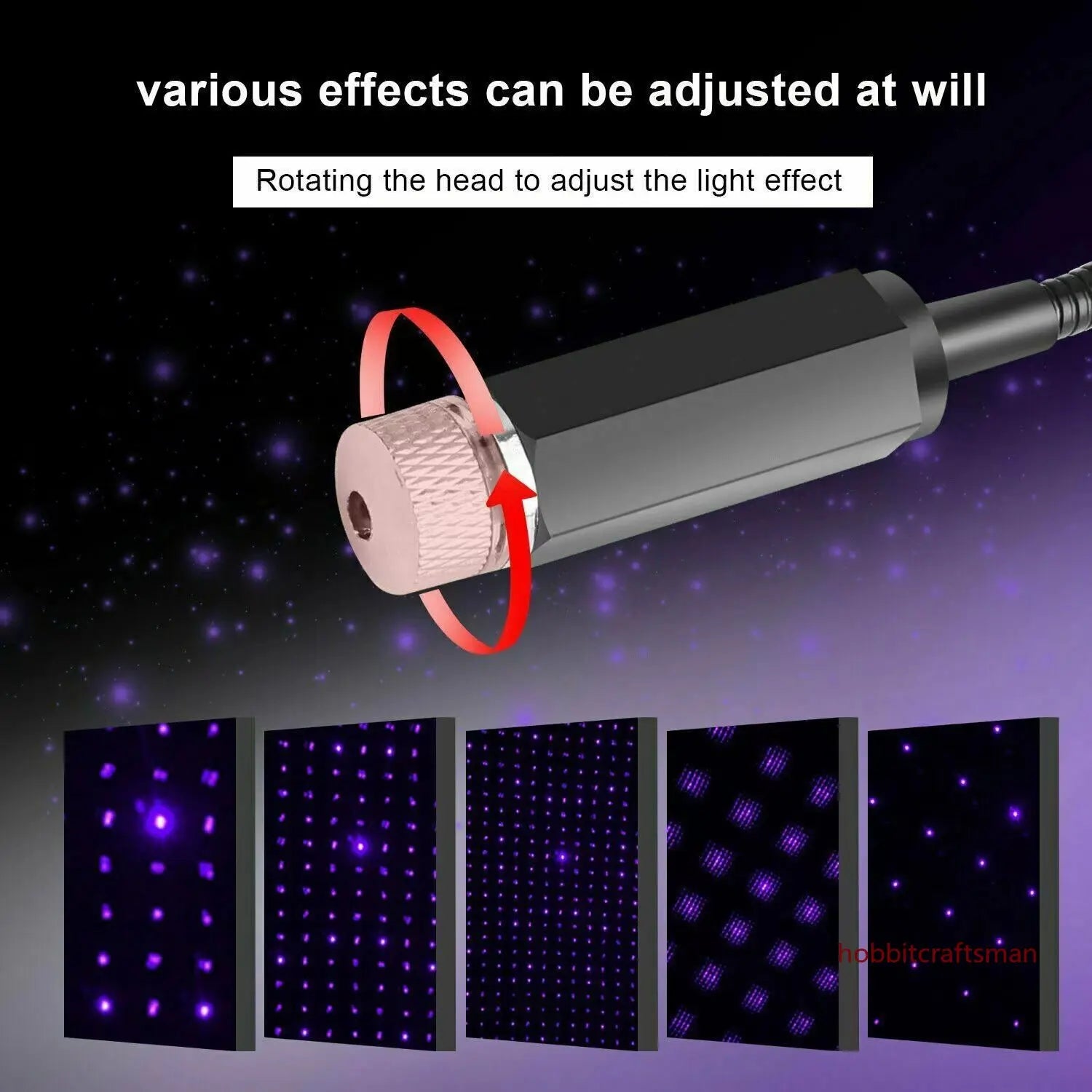 Mini LED Car Roof Star Night Light Projector Atmosphere Galaxy Lamp USB Decorative Adjustable for Auto Roof Room Ceiling Decor - Acros