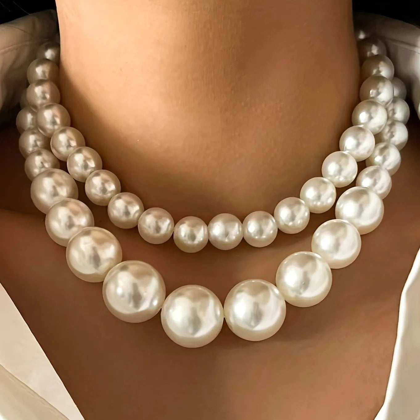 2 pcs set Imitation Pearl Beaded Choker Necklaces Collar for Women 2026 Wedding Bridal Party Jewelry Gift