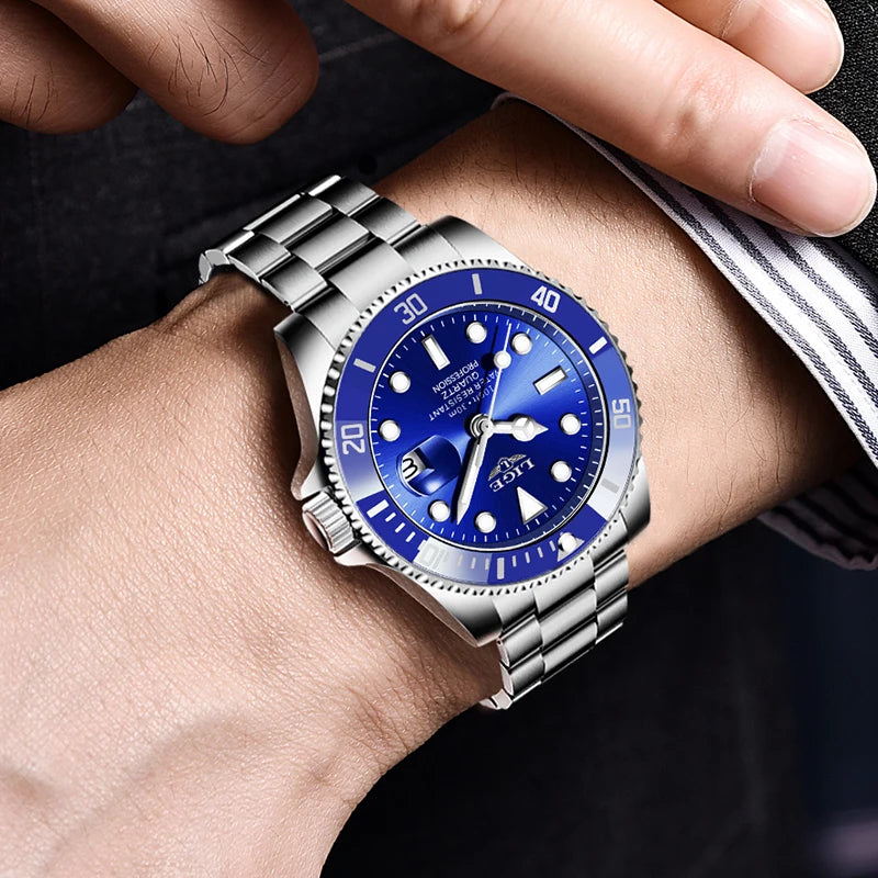LIGE Top Luxury Watches For Men Fashion 30M Waterproof Luminous Date Quartz Wristwatches Casual Business Mens Watch Roloj Hombre - Acros