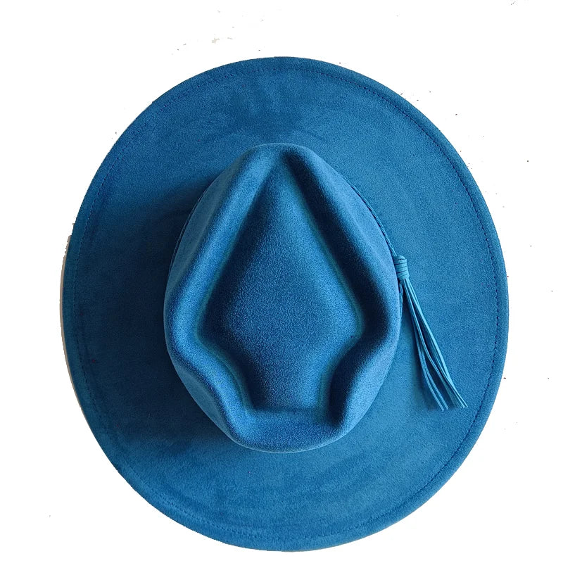 Dark turquoise suede fedora hat with heart and arrow embellishments, suitable for men and women, autumn winter felt jazz hat by Ansoff